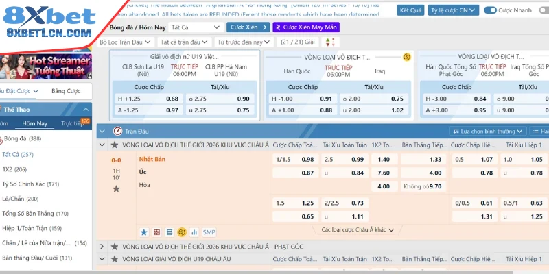 Một số hình thức kèo cược thể thao hấp dẫn tại 8Xbet